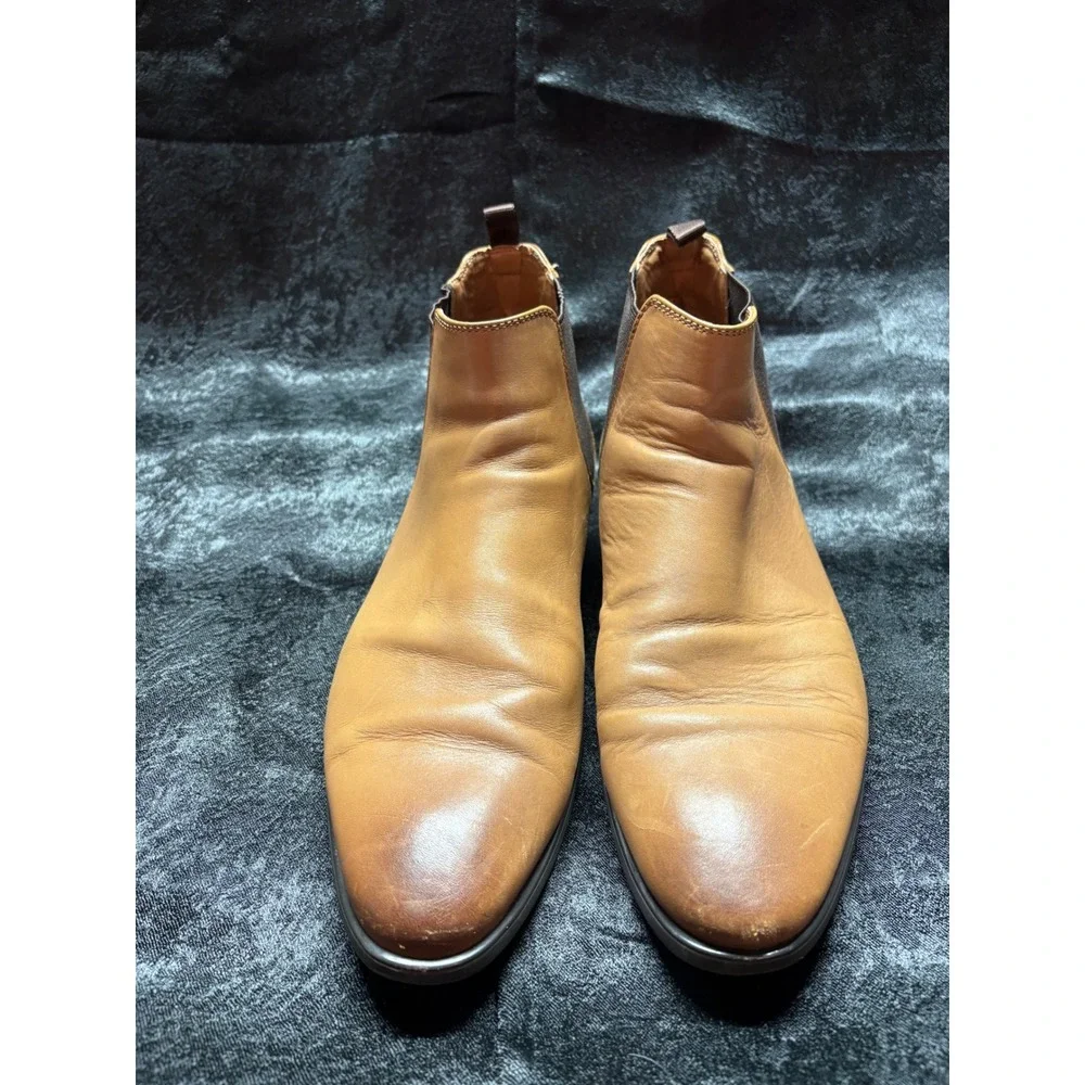Aldo Mens Tan‎ Leather Chelsea Boots Ankle Dress Shoes Cognac US 11 EUR 44